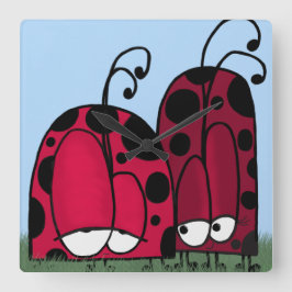 Illustration av oönskad Kärlek Ladybug Fyrkantig Klocka