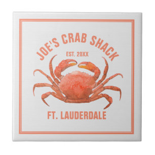 Illustration av Orange Crab-handvattenfärger Kakelplatta