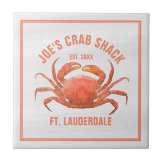 Illustration av orange Crab-handvattenfärger Kakelplatta