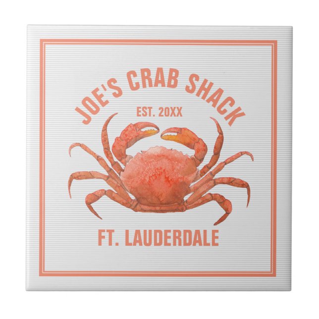 Illustration av orange Crab-handvattenfärger Kakelplatta (Framsidan)