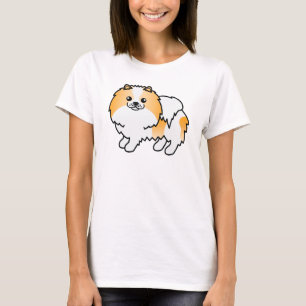 Illustration av orange parti-färgad Pomeranian hun Tee Shirt