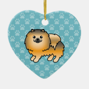 Illustration av orange sable Pomeranian Hund i Tec Julgransprydnad Keramik