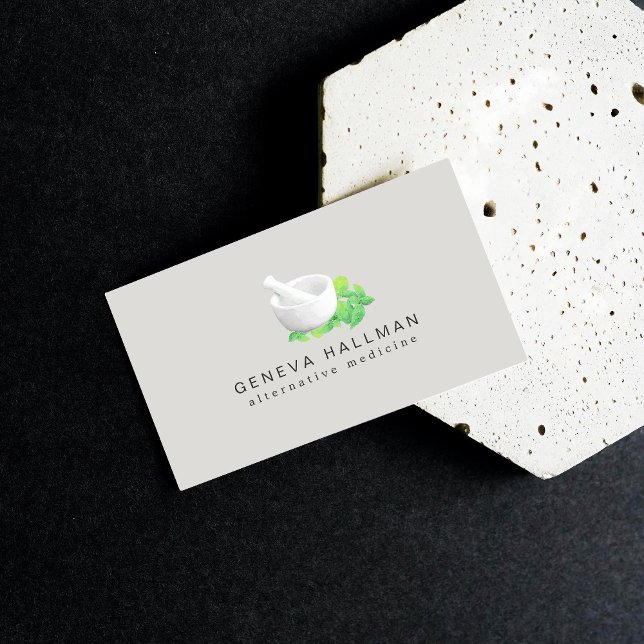 Illustration av ortar och pestle visitkort (Skapare uppladdad)