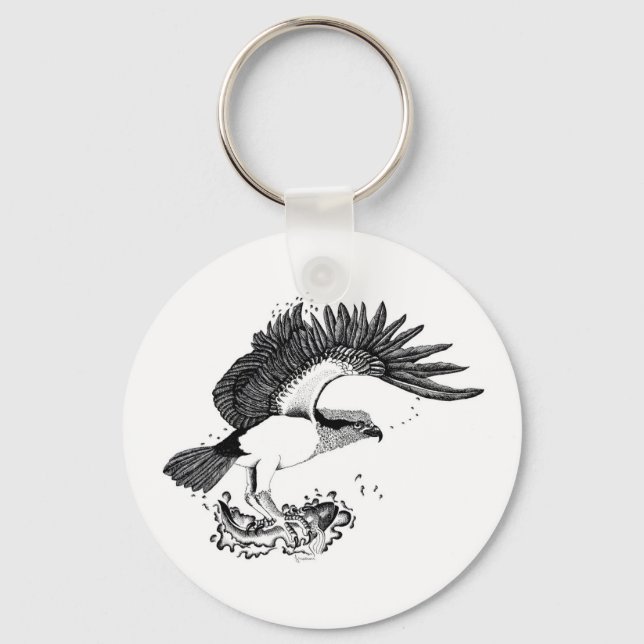 Illustration av Osprey på knappens nyckelring (Framsida)