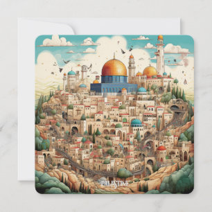 Illustration av Palestina Cityscape Julkort