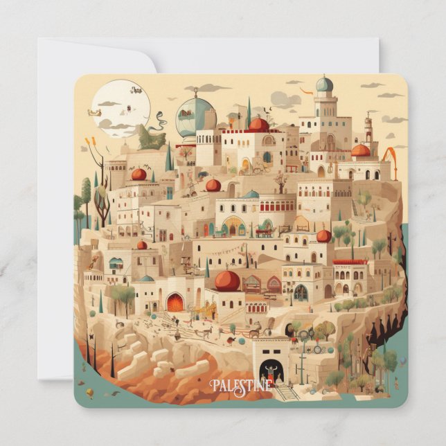Illustration av Palestina Cityscape Julkort (Framsida)