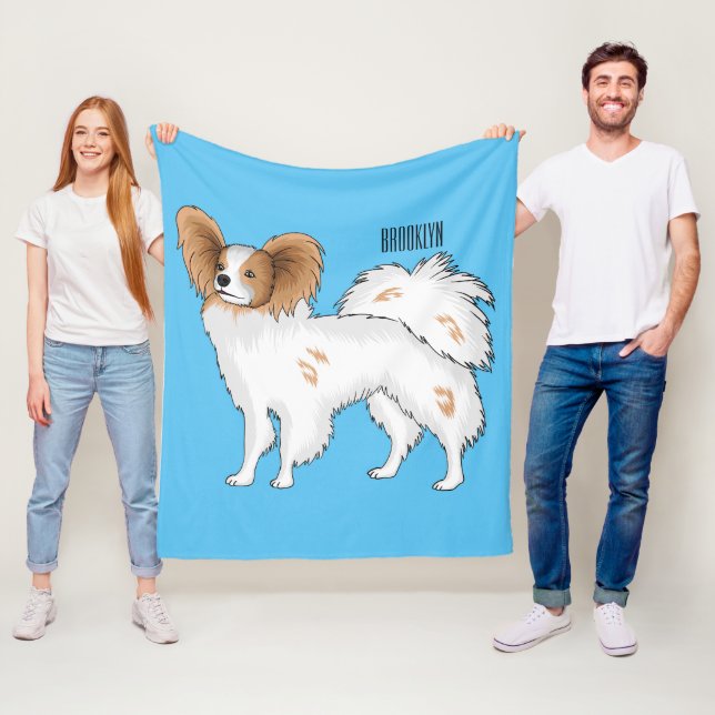 illustration av Papillons hund tecknad Fleecefilt (På plats)