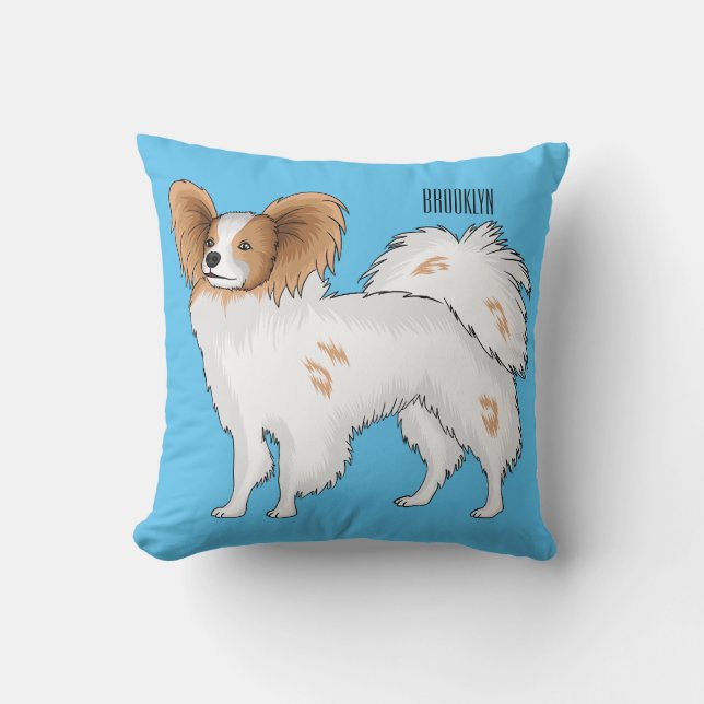 illustration av Papillons hund tecknad Kudde (Framsida)
