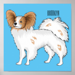 illustration av Papillons hund tecknad Poster