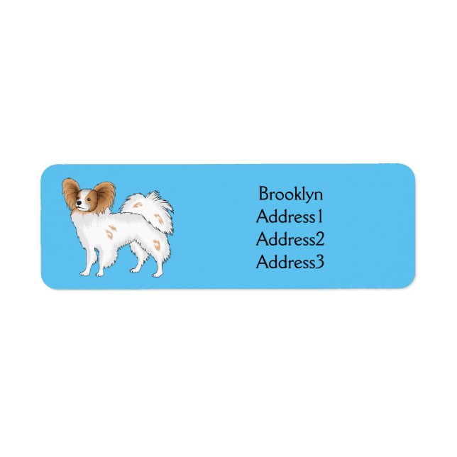 illustration av Papillons hund tecknad Returadress Etikett (Framsidan)