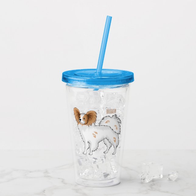 illustration av Papillons hund tecknad Take Away Mugg (Baksida Ice)