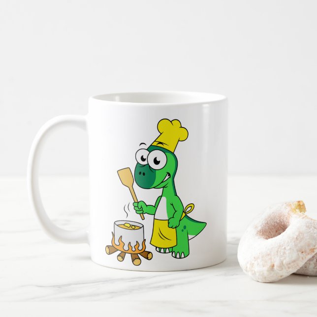 Illustration av Parasaurolophus dosinosaur-kokning Kaffemugg (Med munk)