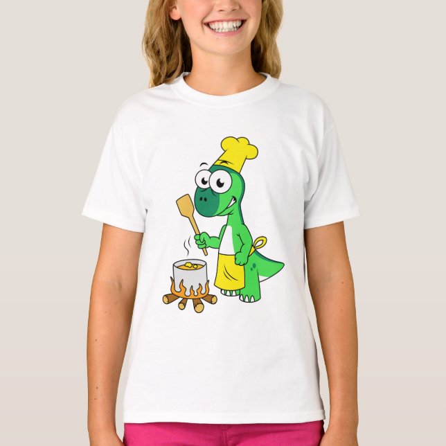 Illustration av Parasaurolophus dosinosaur-kokning T Shirt (Framsida)