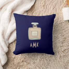 Illustration av parfum Flaska med monogram Initial Kudde