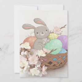 Illustration av påskhare, Påskägg och blommor Inbjudningar