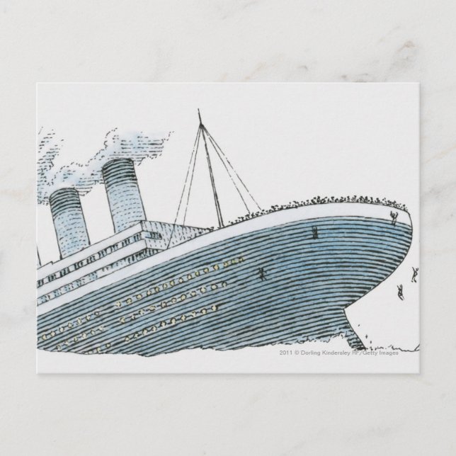 Illustration av passagerare från Titanic Vykort (Framsida)
