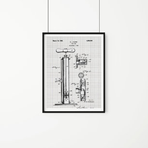 Illustration av patent på vintage däckpump poster