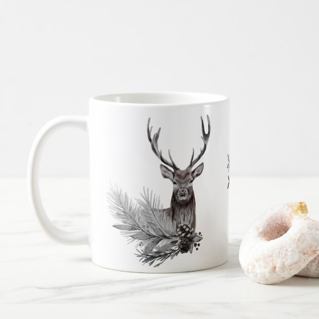 Illustration av personlig Rustic Hjort Kaffemugg (Med munk)