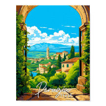 illustration av Perugia Italien vintage resor
