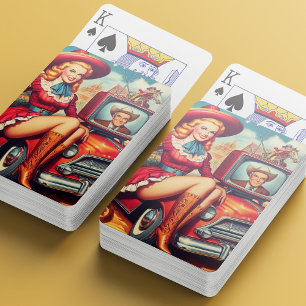 Illustration av Pin-Up-funktionen vintage Land Casinokort