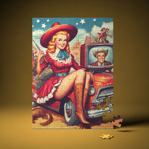 Illustration av Pin-Up-funktionen vintage Land Pussel