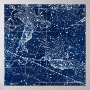 Illustration av Pisces Zodiac-Vintage Poster