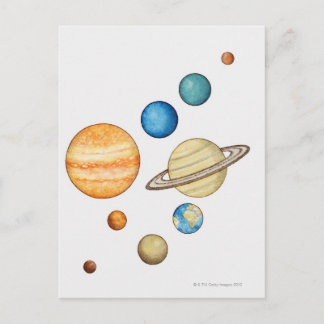 Illustration av planen av det sol- systemet vykort