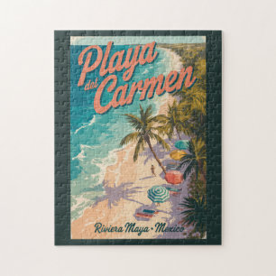 Illustration av Playa del Carmen Beach Researbeten Pussel