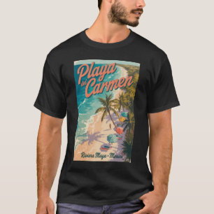 Illustration av Playa del Carmen Beach Researbeten T Shirt