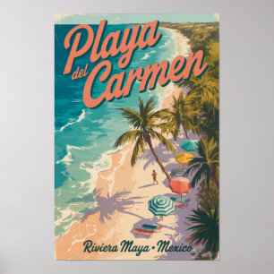 Illustration av Playa del Carmen Beach Researesa k Poster
