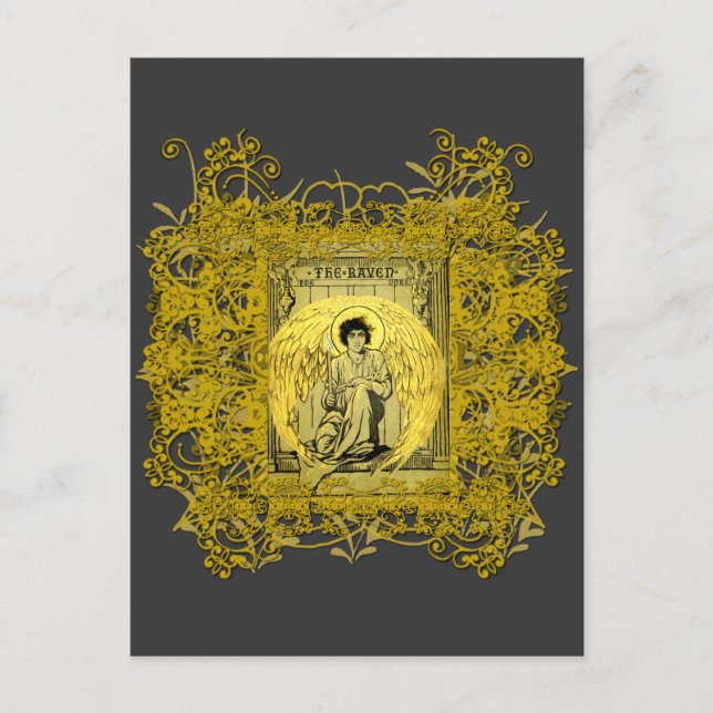 Illustration av Poes Roven från Gustave Dore Vykort (Framsida)