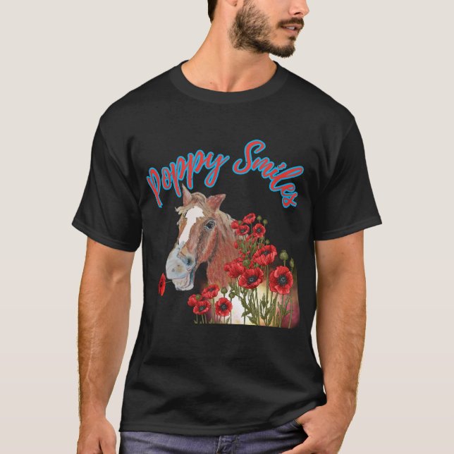 illustration av Poppy smiles med vallmo T- T Shirt (Framsida)