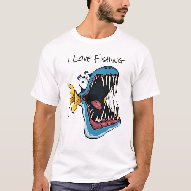 Illustration av populationsblått Piranha-fiske T Shirt (Framsida)