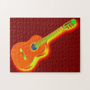 Illustration av popup-bilder av klassiskt gitarr pussel