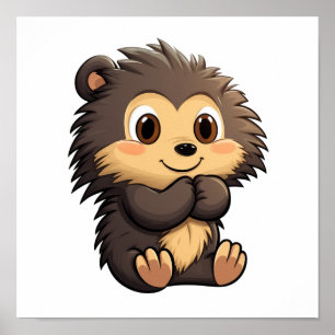 illustration av porcupin i tecknad poster