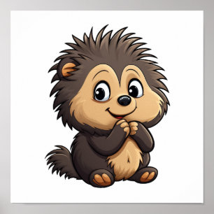 illustration av porcupin i tecknad poster