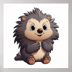 illustration av porcupin i tecknad poster