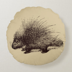 illustration av porcupins Vintage Rund Kudde