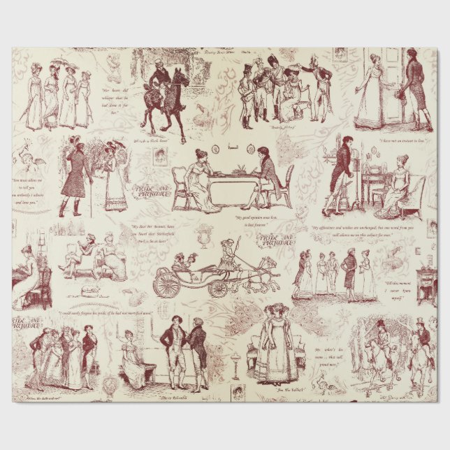 Illustration av pride- och fördomscitattecken presentpapper (Seam)