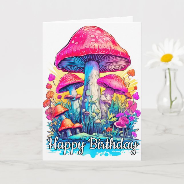 Illustration av Psychedelic Forest Mushroom Kort (Liten växt)