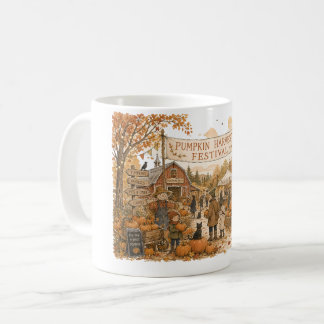 Illustration av Pumpa Skördefestscen Kaffemugg