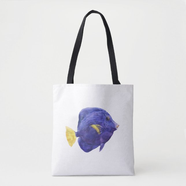 Illustration av Purple Tang-fisk i akvarell Tygkasse (Framsida)