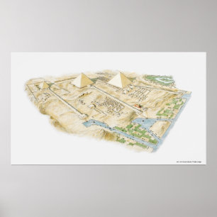 Illustration av pyramider av Giza Poster