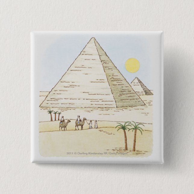 Illustration av pyramider och manar med kamel knapp (Framsida)