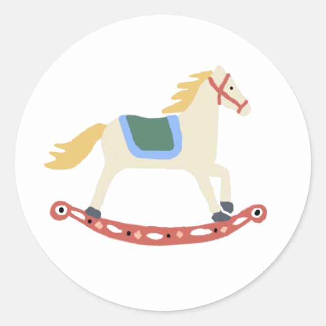 Illustration av rakinghorse runt klistermärke (Framsida)