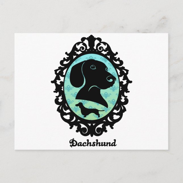 Illustration av ramed Dachshund Vykort (Framsida)