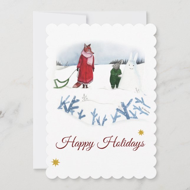 Illustration av räv och kanin vinter jul (Framsida)