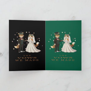 Illustration av räv och katt bröllopsdag kort