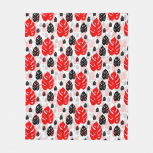 Illustration av Red Black Löv Abstrakt Shape Möns Fleecefilt