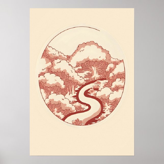 Illustration av Red Forest Väg Poster (Framsidan)